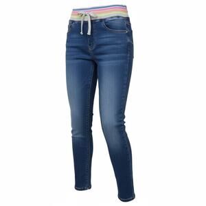 Vanilla Star Girls Size 10 Skinny Jeans Blue Stretch Rainbow Waistband